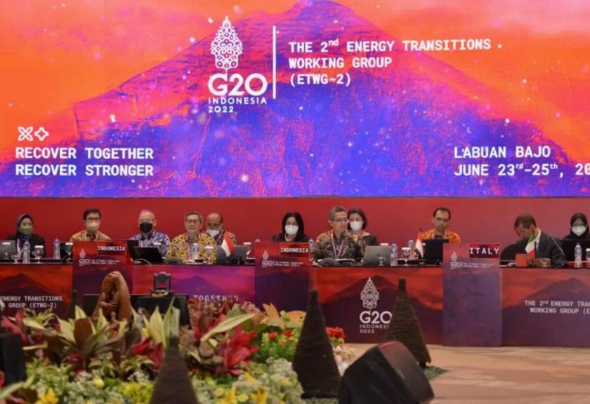 Suasana sidang kedua Kelompok Kerja Transisi Energi atau Energy Transitions Working Group (ETWG) di Labuan Bajo, Nusa Tenggara Timur, Kamis (23/6/2022). (Antara)