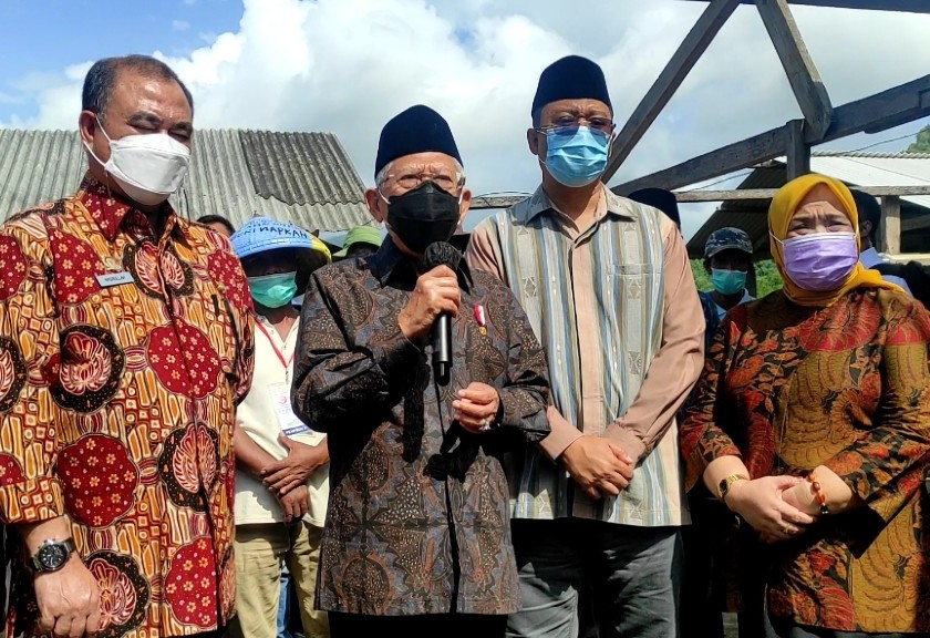 Wakil Presiden RI K.H. Ma'ruf Amin peternak sapi di Lombok, NTB. (Sariagri/Yongki) 
