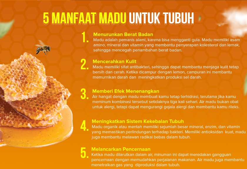 Infografis manfaat madu untuk tubuh. (Sariagri/ Faisal Fadly)