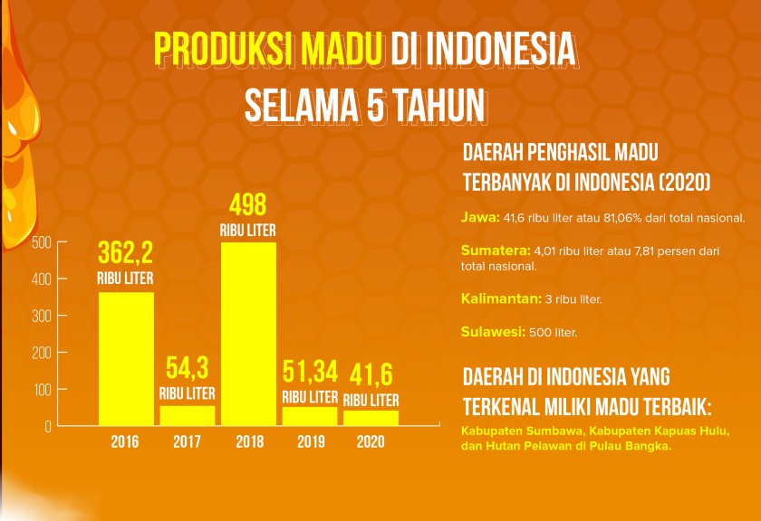 Infografis data produksi madu di Indonesia. (Sariagri/Faisal Fadly)