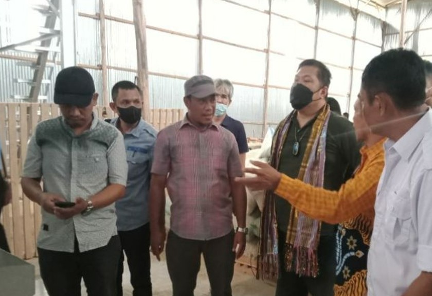 Irjen Kementan meninjau pabrik pakan ternak di Kota Baubau. (Antara)
