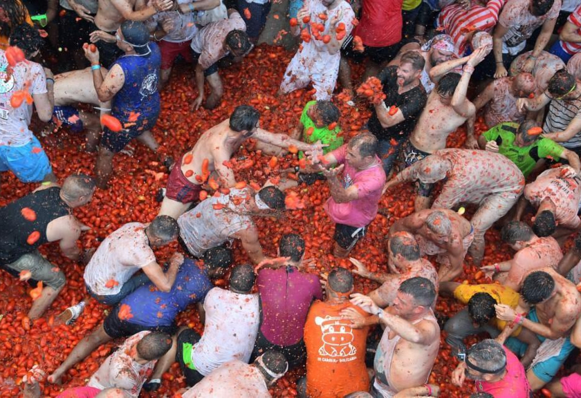 La Tomatina, festival perang tomat. (hurriyetdailynews)