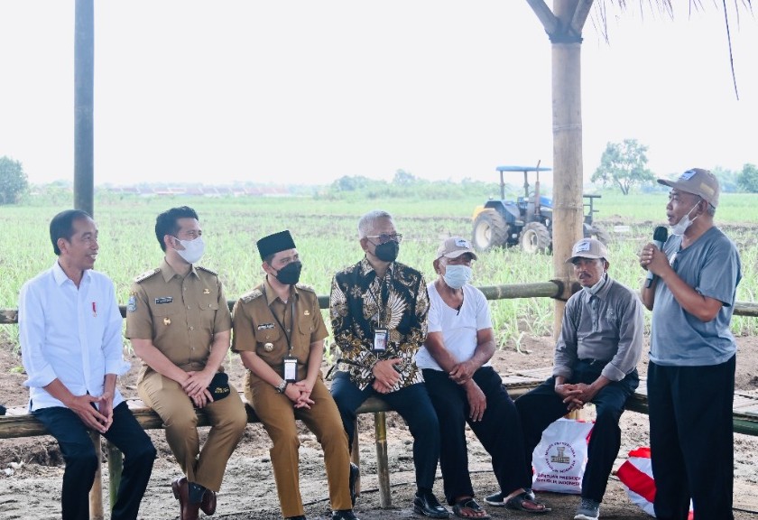 Presiden Jokowi meninjau kebun tebu di Mojokerto berjumpa dengan para petani. (Dok. Setkab)