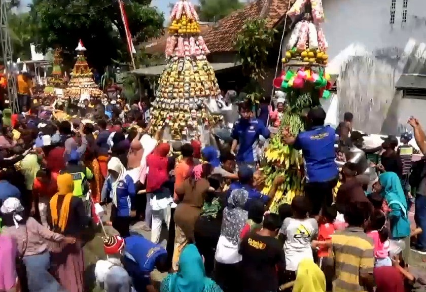 Tradisi purak gunungan di Jombang. (Sariagri/Arief L)