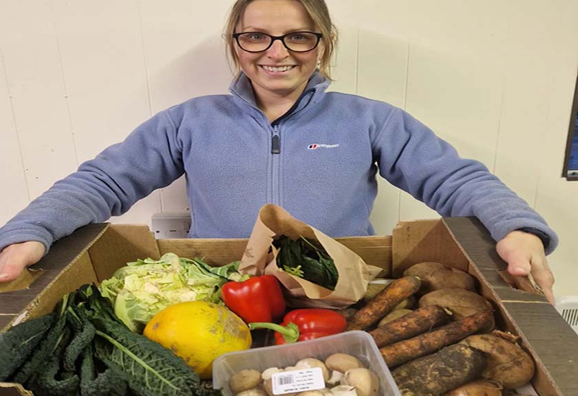 Sarah Evans menunjukan kotak sayuran produknya. (facebook/ Watery Lane Produce)  