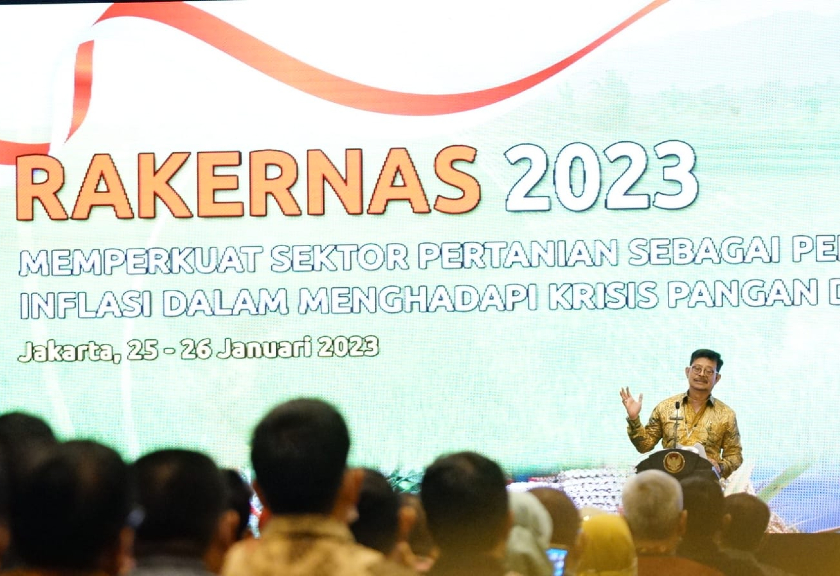 Menteri Pertanian, Syahrul Yasin Limpo saat menghadiri Rapat Kerja Nasional (Rakernas) Pembangunan Pertanian Tahun 2023, di Hotel Bidakara, Jakarta (Dok.Kementan)