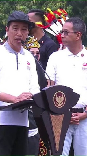 Tangkapan layar Presiden Joko Widodo saat melakukan kick off Keketuaan ASEAN Indonesia 2023 di Bundaran HI, Jakarta, Minggu (29/1/2023). Antara/ Rangga Pandu Asmara Jingga